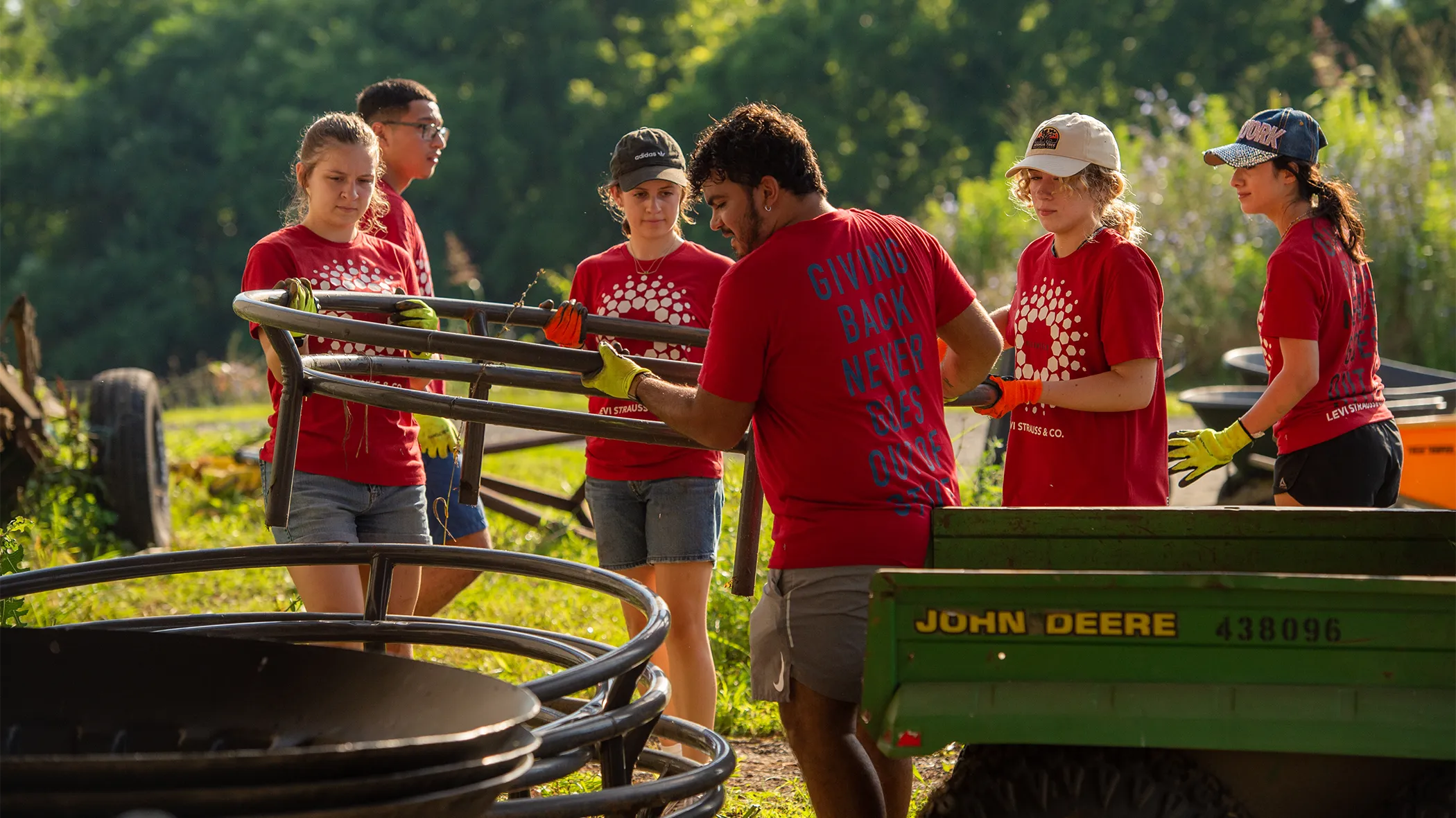 Group of volunteers working as a team